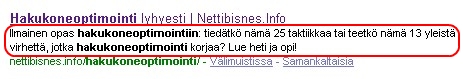 Tämän sivun meta-description Googlessa